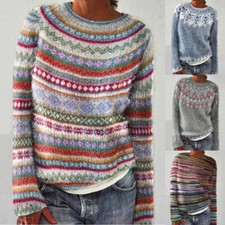 M-5XL Women Weird Fish Lowell Patterned Pullover Fair Isle Jumper Winter Sweater