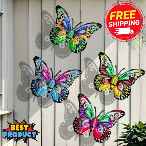 4pcs metal butterfly - wall, art