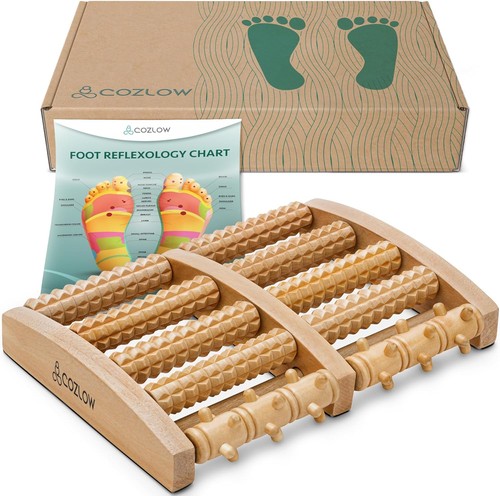 Wooden foot massager roller - wooden,