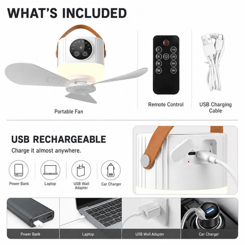 Rechargeable camping fan usb - camping,