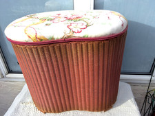 VINTAGE PINK & GOLD LLOYD LOOM LAUNDRY BASKET STORAGE with UPHOLSTERED SEAT