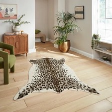 Faux Fur Leopard Print Rug -