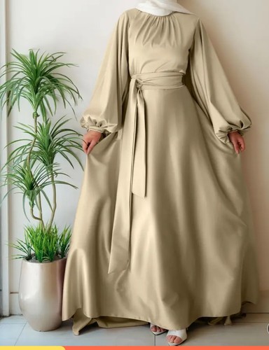 Satin pearl abaya muslim dress - muslim,