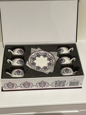 Karaca Nakkas Turkish Coffee Cup Set of 6 Espresso Cups with Saucers Boxed