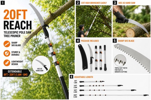 20ft 6meter telescopic pole - 20ft,