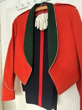 Complete Vintage Military Ceremonial Uniform Set - Red Jacket, Trousers & Gloves