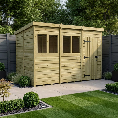 Pent shed single door - pent,
