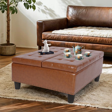 34'' Large Square Storage Ottoman Lift Top Tufted Bench Upholstered Coffee Table