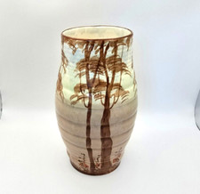 Art Deco Thomas Forester & Sons Phoenix ware vase - ribbed brown vase