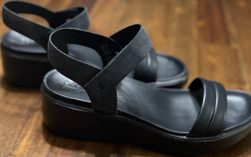 Ecco black leather strappy - ecco,