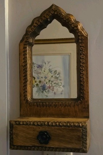 Vintage carved wood arched - wood,