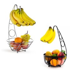 2 in 1 Large Fruit Bowl with Banana Hanger Vegetables Fruit Basket Banana Hanger