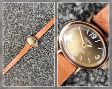 Vintage Sekonda Watch, Hand Wind, Oval Tiger Eye, Tan Leather Strap