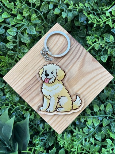 Blonde labradoodle keyring - blonde,