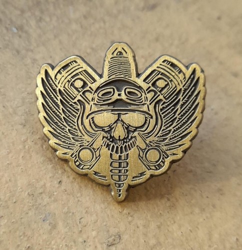 Biker skull metal pin - biker,