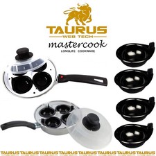MASTER COOK EGG POACHER Pan BOILER Saucepan Plastic LID NON STICK 4 Cups Insert
