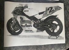 YAMAHA YZR500 GP RACE BIKE WAYNE RAINEY 2 STROKE MARLBORO A3 INK DRAWING PREMIUM