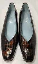 Van Dal Womens Leather Healed Slip-In Shoes Brown/Bronze UK 7½D Made In England