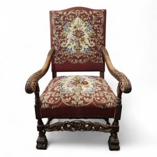 Antique carved wood armchair - wood,