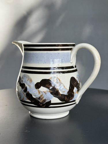 Antique english mochaware jug - english,