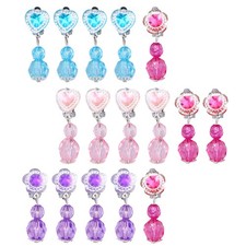 8 Pairs Children Acrylic Ear Clips Earrings Kids Clip On Ear Pendants