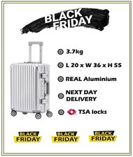 REAL Aluminium Suitcase Carry On Travel Spinner Case 20 / 26 inch- Silver