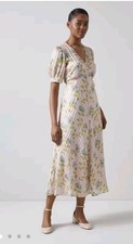 LK Bennett Leith Cream Valerian Flower Silk Metallic Stripe Dress  RRP £529