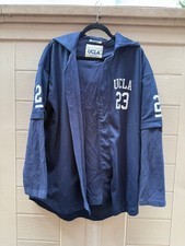 Men’s UCLA Football buttoned Jacket Tracksuit Top Hood black Size L