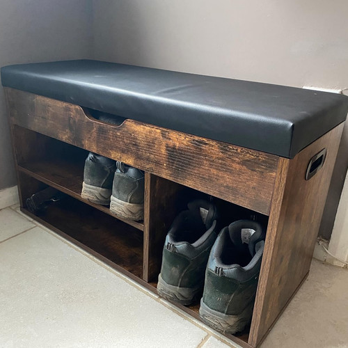 Rustic slim shoe bench - bench, storage
