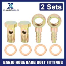 2 Sets 14mm Banjo Hose Barb Bolt Fittings Metal for Motorcycle Motorbike Car 