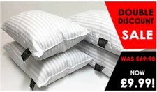 Hotel Quality Egyptian Stripe Pillows Luxury Soft Hollowfibre Filled -  2 Pack