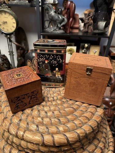 Vintage tea box bundle wooden - box,