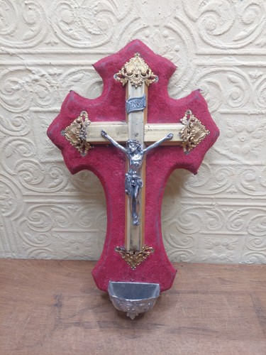 Antique french crucifix red - french,