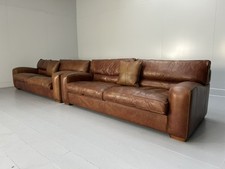 Pair of Duresta "Panther" 2.5-Seat Sofas -  In Antiqued Brown "Niven" Leather...