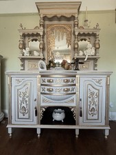Antique Victorian Rococo Revival Sideboard Cabinet with Mirror – 19th Century