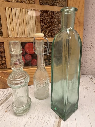Vintage glass bottles lot - glass,