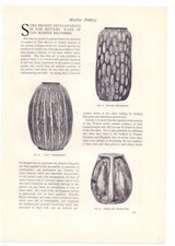 1907 original print Martin Brothers pottery ware Martinware Mishima slip decoration