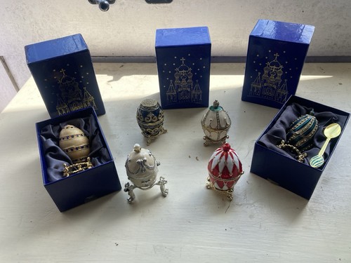 Faberge eggs with holder - with,