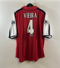 Arsenal Matchworn Vieira 4 Signed Home Football Shirt 2000/02 (L) Nike H546