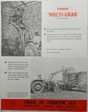 Original Twose Multi Grab For Silage, Manure, Etc 1 Sheet Brochure, c 1960's