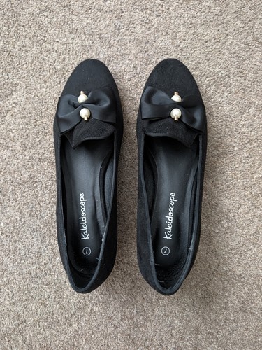 Black faux suede loafers - suede, pearl