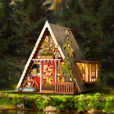 Rolife A-Frame Cabin DIY Miniature House Home Decor Xmas Gifts for Teens Adults