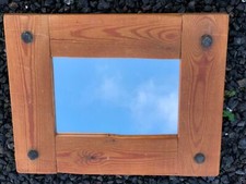 Stunning Reclaimed Rustic Wood Framed Mirror With Wooden 'Bolts' Heavy Piece
