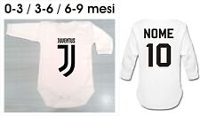 Body neonato maniche lunghe Baby T-Shirt JUVE JUVENTUS Nome + Numero 0-3-6-9mesi