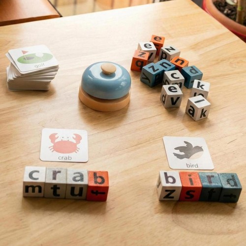 Wooden spelling game alphabet - wooden,