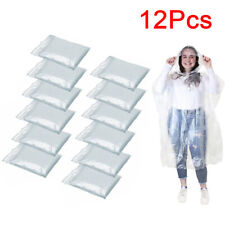 12 Disposable Emergency Raincoat Waterproof Poncho Rain Festivals Camping Hiking