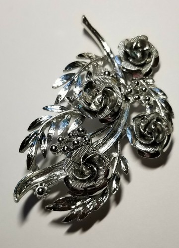 Vintage coro rose spray - spray, brooch