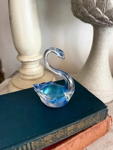 Vintage iridescent glass swan