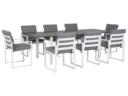 Dining set seater metal - 8, grey
