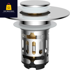 3in1 Universal Pop Up Sink Plug Stopper with Filter Basket Hair Catcher